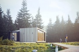 可作为冬季度假胜地的预制木质玻璃小屋