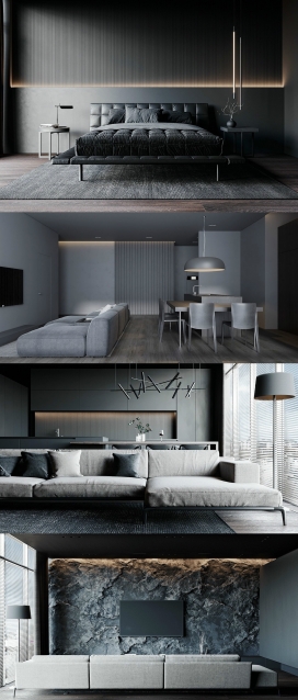 黑灰色内饰室内装修建筑