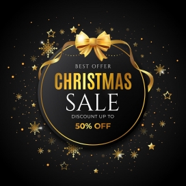 金箔色圣诞节折扣礼物素材