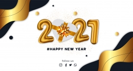 2021金箔新年快乐素材