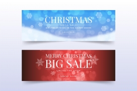 红蓝风圣诞节卡片矢量元素下载