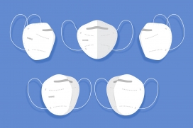 五款多角度的白色N95口罩素材下载