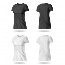 时尚黑白款女性T恤衫素材下载