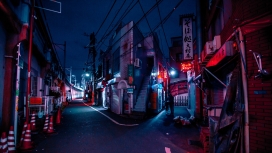 东京狩猎黑暗霓虹灯
