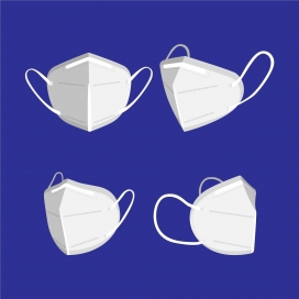 多角度的白色N95口罩