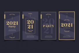 2021金色新年快乐卡片素材下载