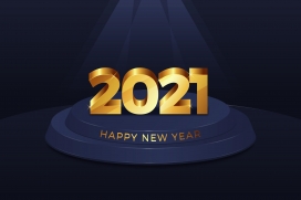 新年快乐跨年2021年立体字
