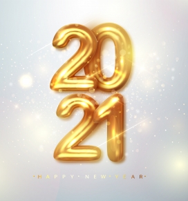 2021金色气球新年快乐素材下载