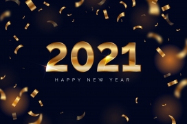 质感金色2021立体跨年字