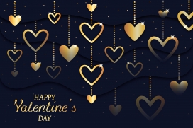 情人节金色心形背景素材下载
