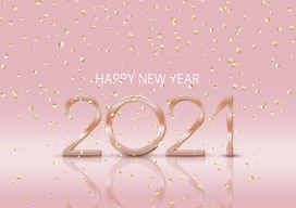 粉红色背景下的金色2021跨年字体