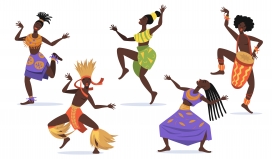 跳舞的非洲部落卡通素材