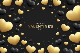 金色黑色心型情人节素材下载