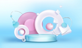 蓝色立体漂浮素材下载