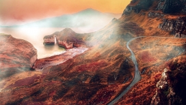 火山脚下的公路