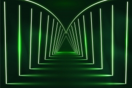 抽象绿色霓虹灯过道背景素材下载