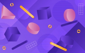 五彩紫色几何立体悬浮素材下载