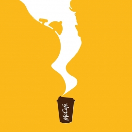麦咖啡热气腾腾图案平面广告
