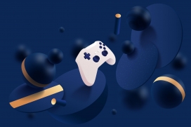 时尚蓝色游戏机手柄素材