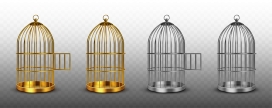 金银搭配的鸟笼子素材下载