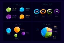 时尚五彩立体的几何饼状数据图素材下载