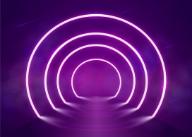 紫色拱形霓虹灯过道素材下载