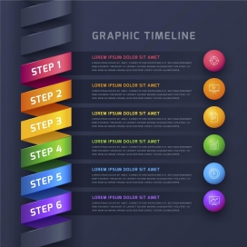 五彩立体曲折的步骤信息图表素材下载