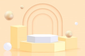 浅黄色的几何立体素材下载