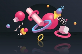 多彩立体几何图形素材下载