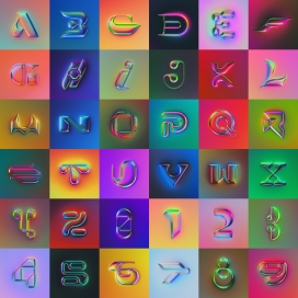 时尚立体的插画型字母与数字