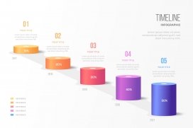 彩色高低圆柱体数字信息表素材下载