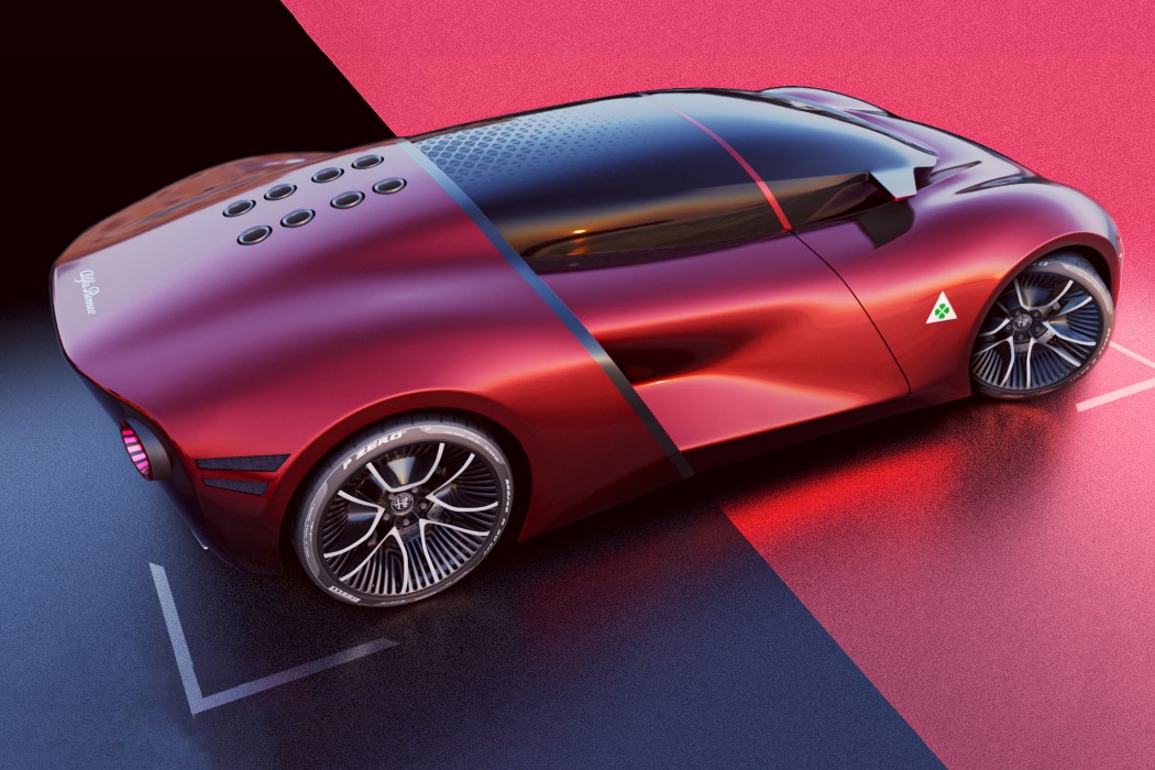 经典的阿尔法罗密欧Stradale红色跑车---酷图编号1339677