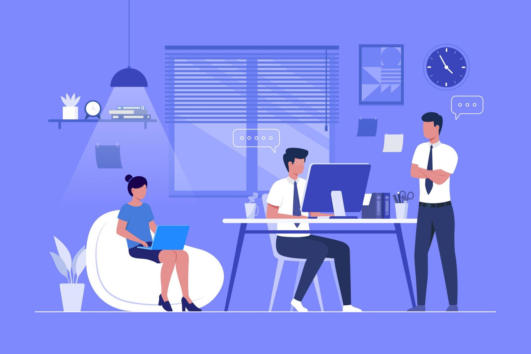 一起办公的卡通同事素材图片