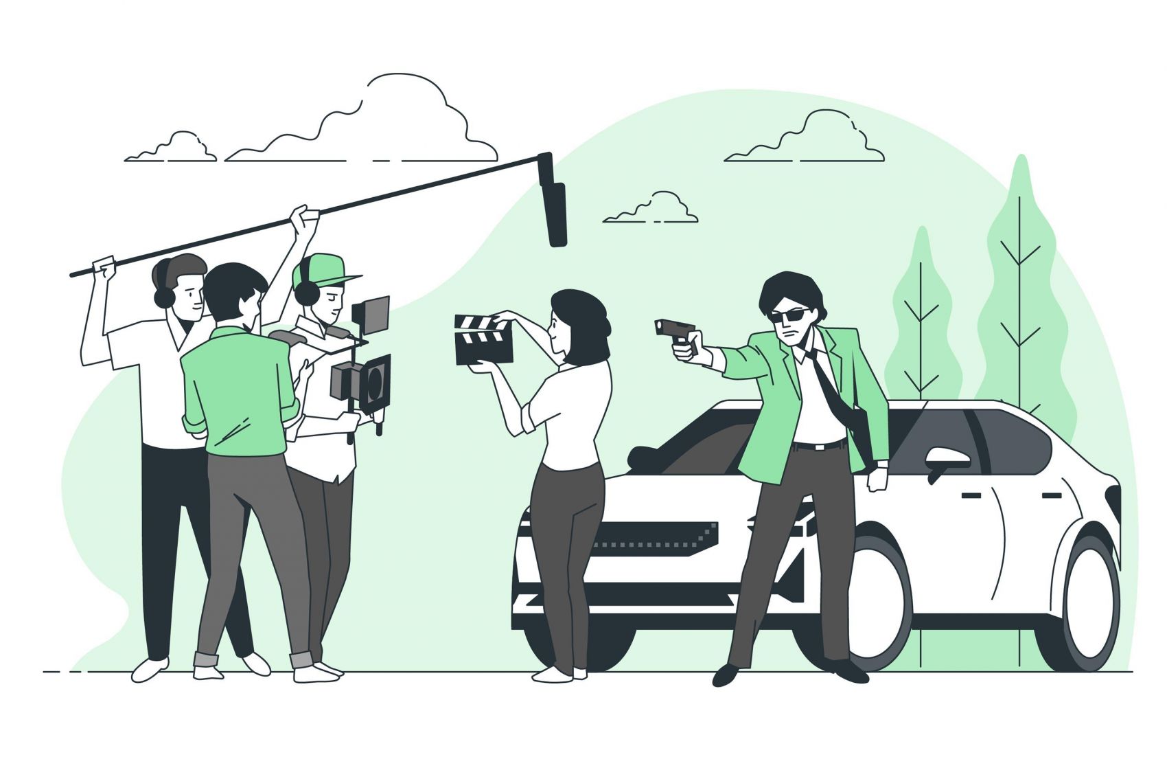 拍电影桥段的卡通素材下载封面大图