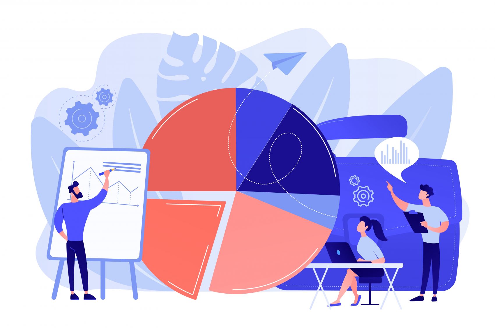 绘制数据图表的卡通素材下载图片