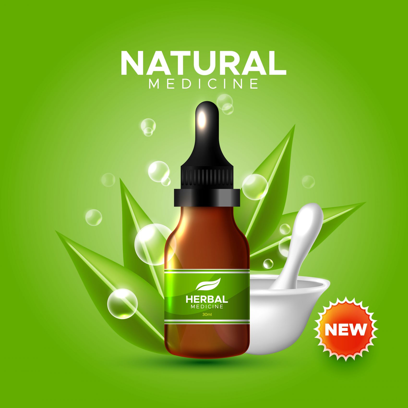 NATURAL药用草药砂浆素材矢量下载封面大图