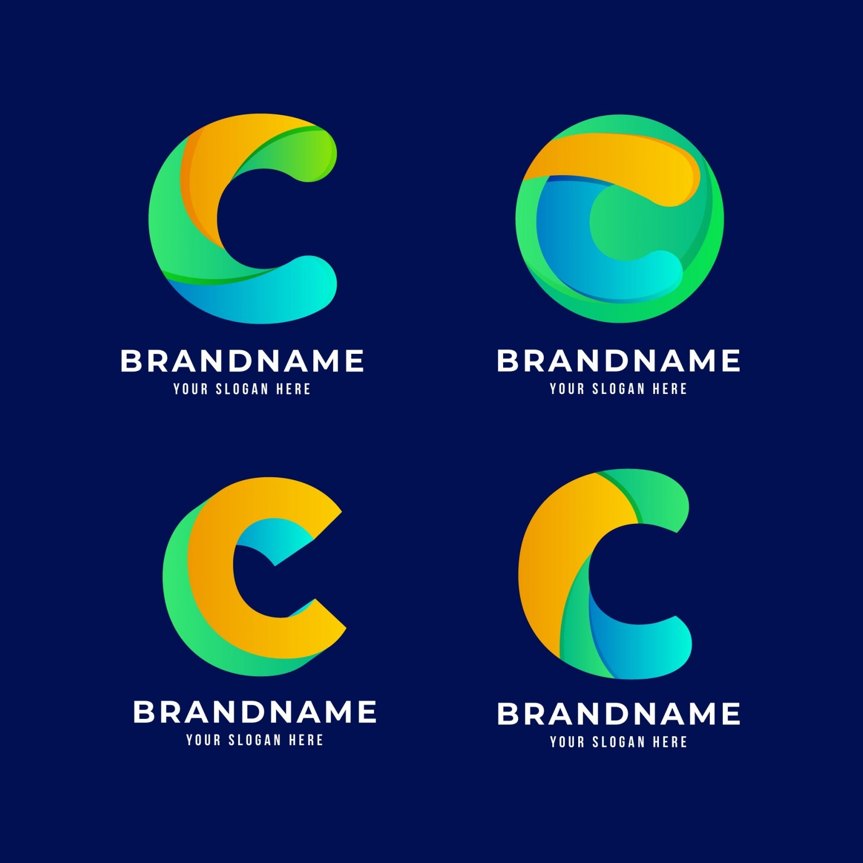 蓝绿黄风光的字母C标志素材下载图片