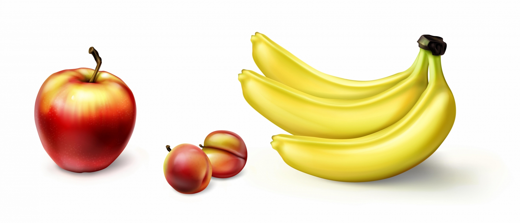 逼真的香蕉苹果素材下载图片
