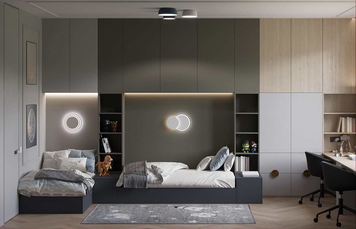 平衡了灰色和深蓝色的室内内饰---酷图编号32