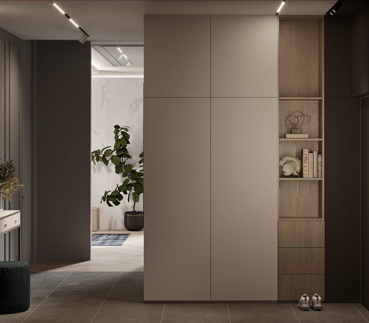 平衡了灰色和深蓝色的室内内饰---酷图编号34