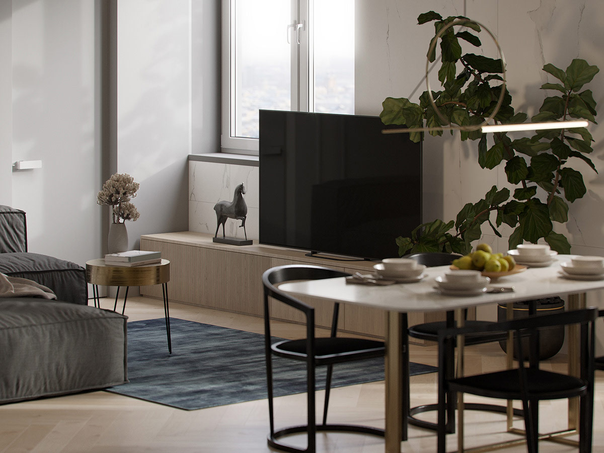 平衡了灰色和深蓝色的室内内饰---酷图编号17