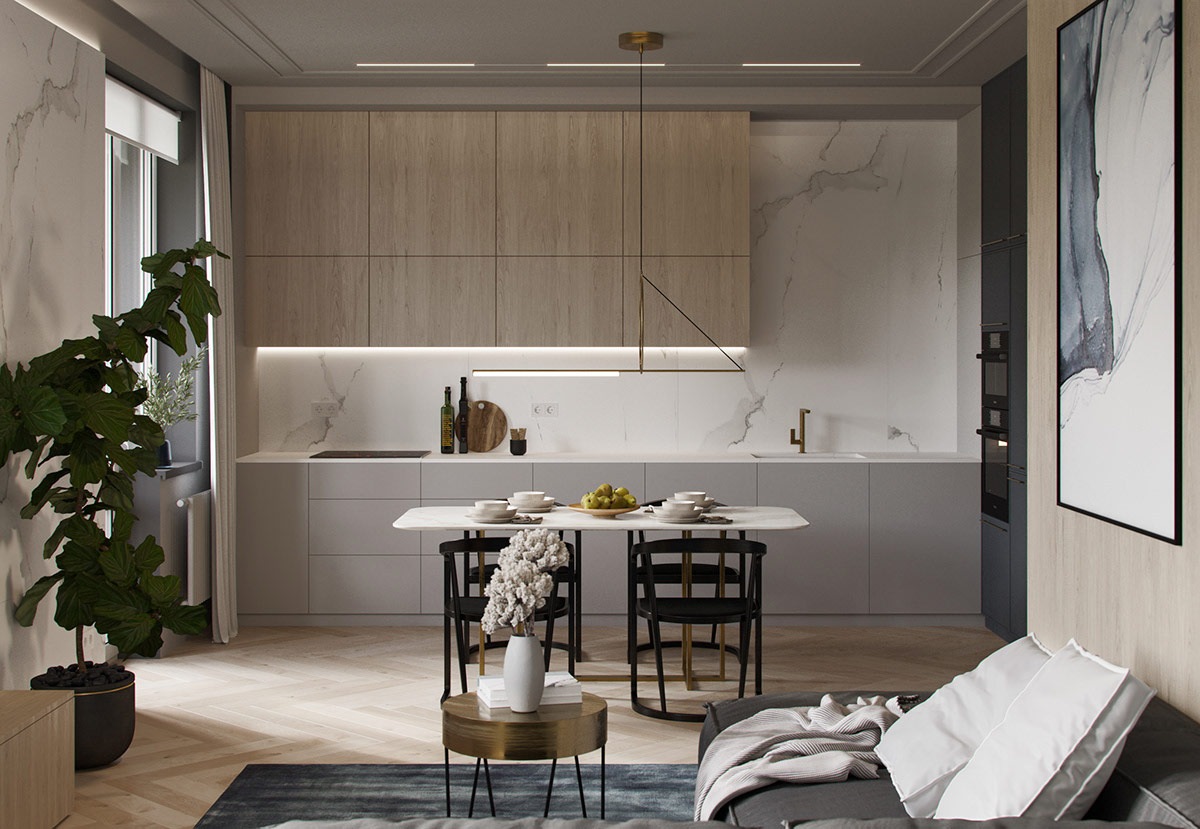 平衡了灰色和深蓝色的室内内饰---酷图编号30