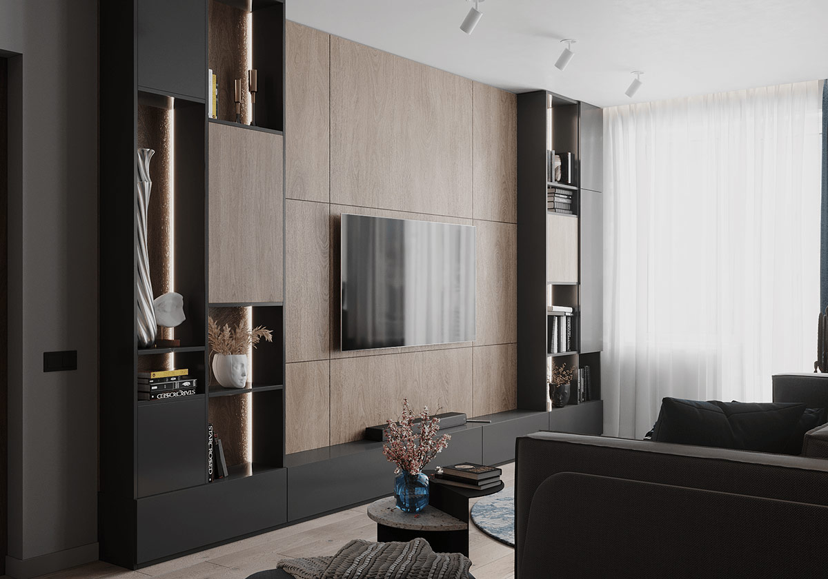 平衡了灰色和深蓝色的室内内饰---酷图编号5