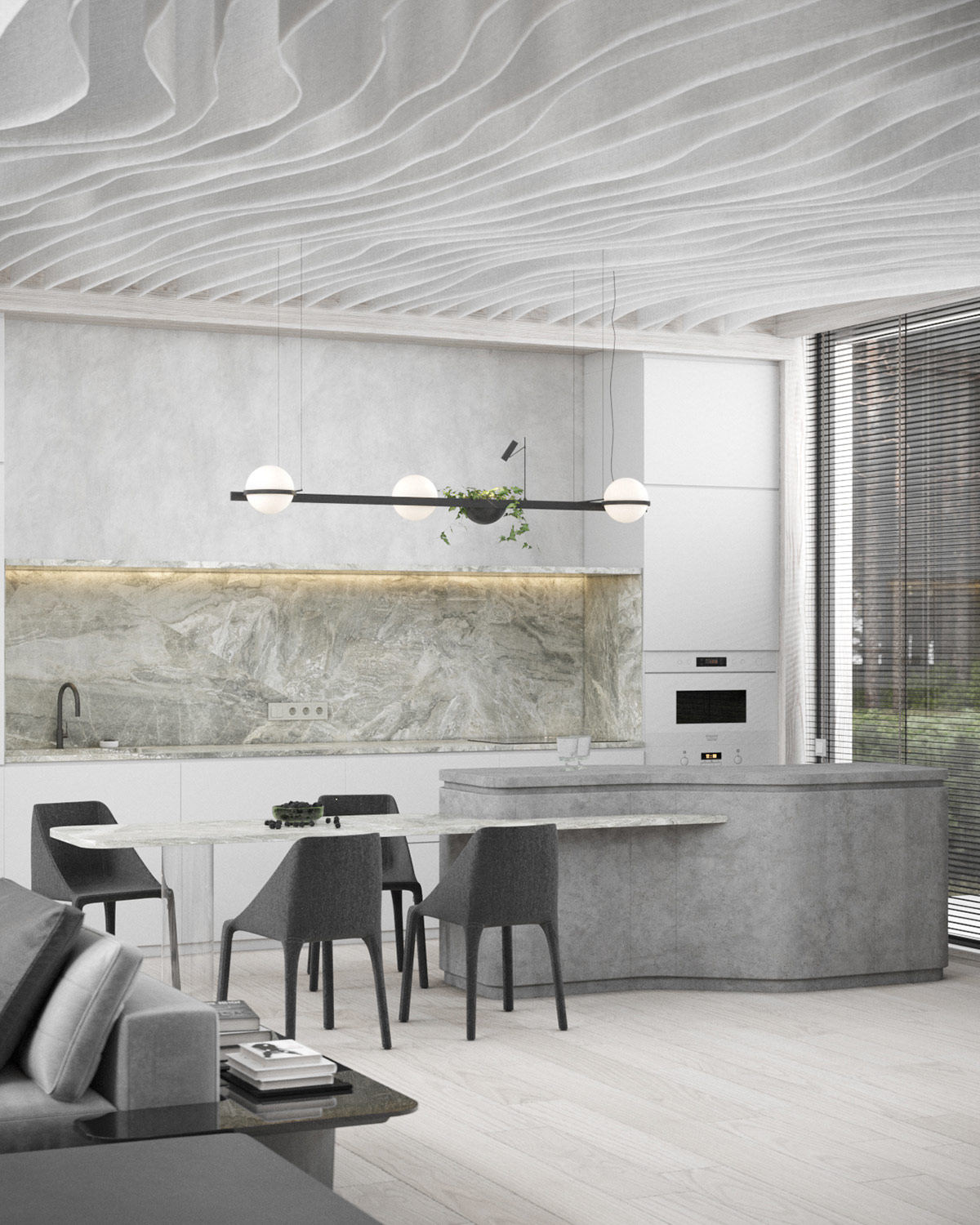 带有个性吊灯和诱人内饰的现代公寓室内设计---酷图编号31