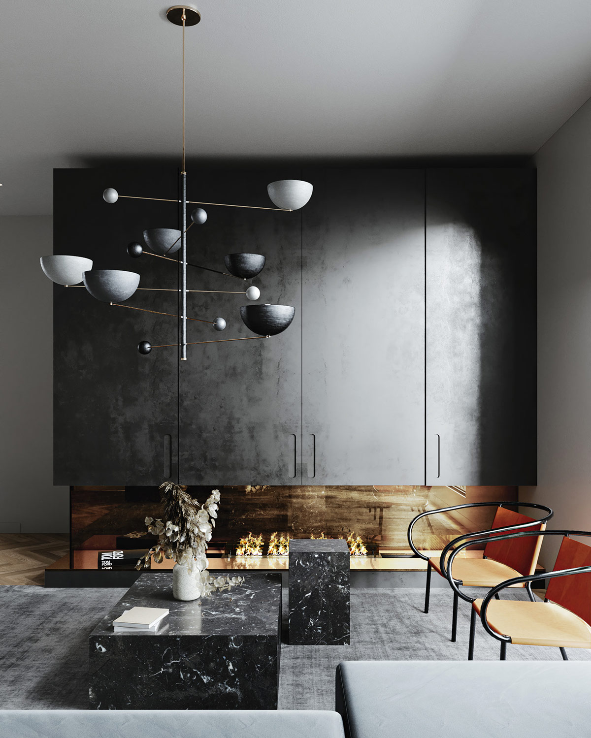 带有个性吊灯和诱人内饰的现代公寓室内设计---酷图编号20