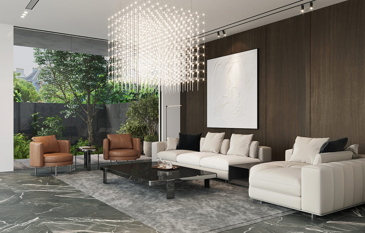 带有个性吊灯和诱人内饰的现代公寓室内设计---酷图编号11