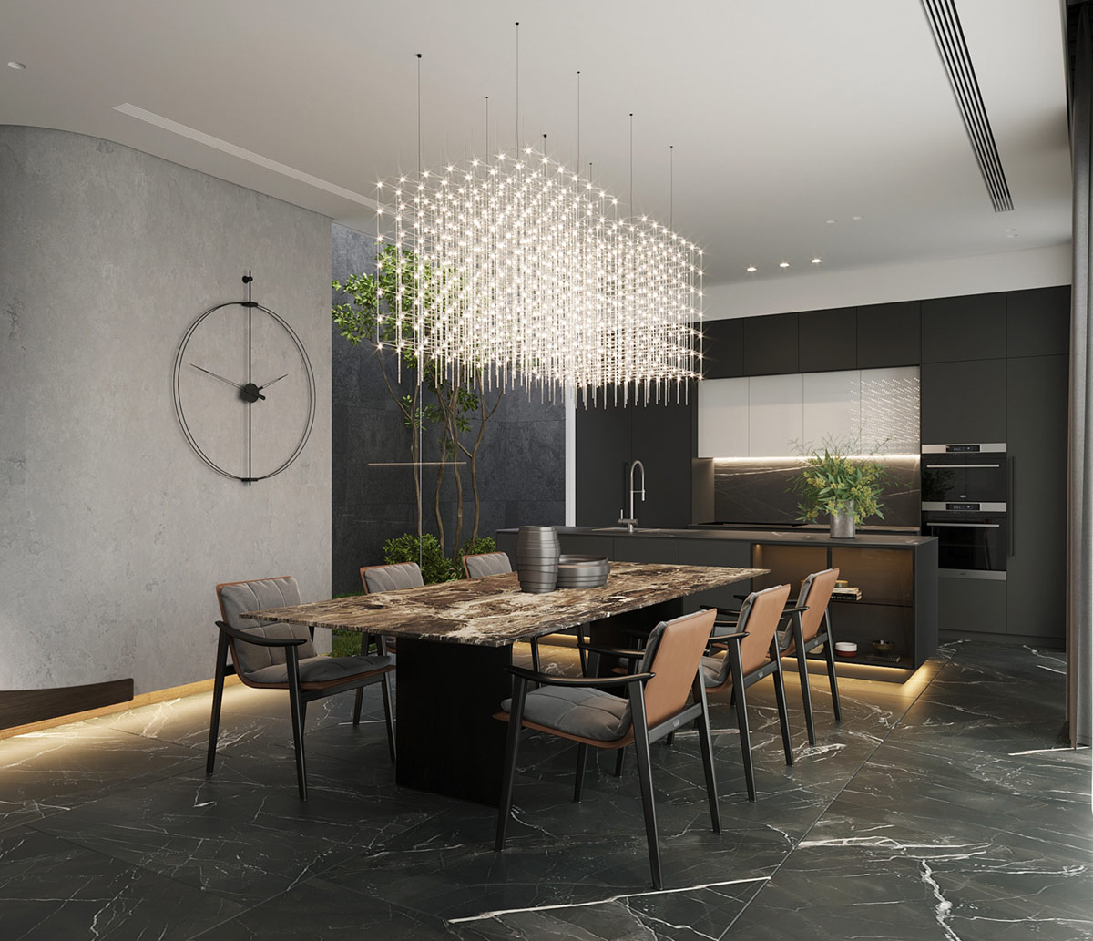 带有个性吊灯和诱人内饰的现代公寓室内设计---酷图编号7