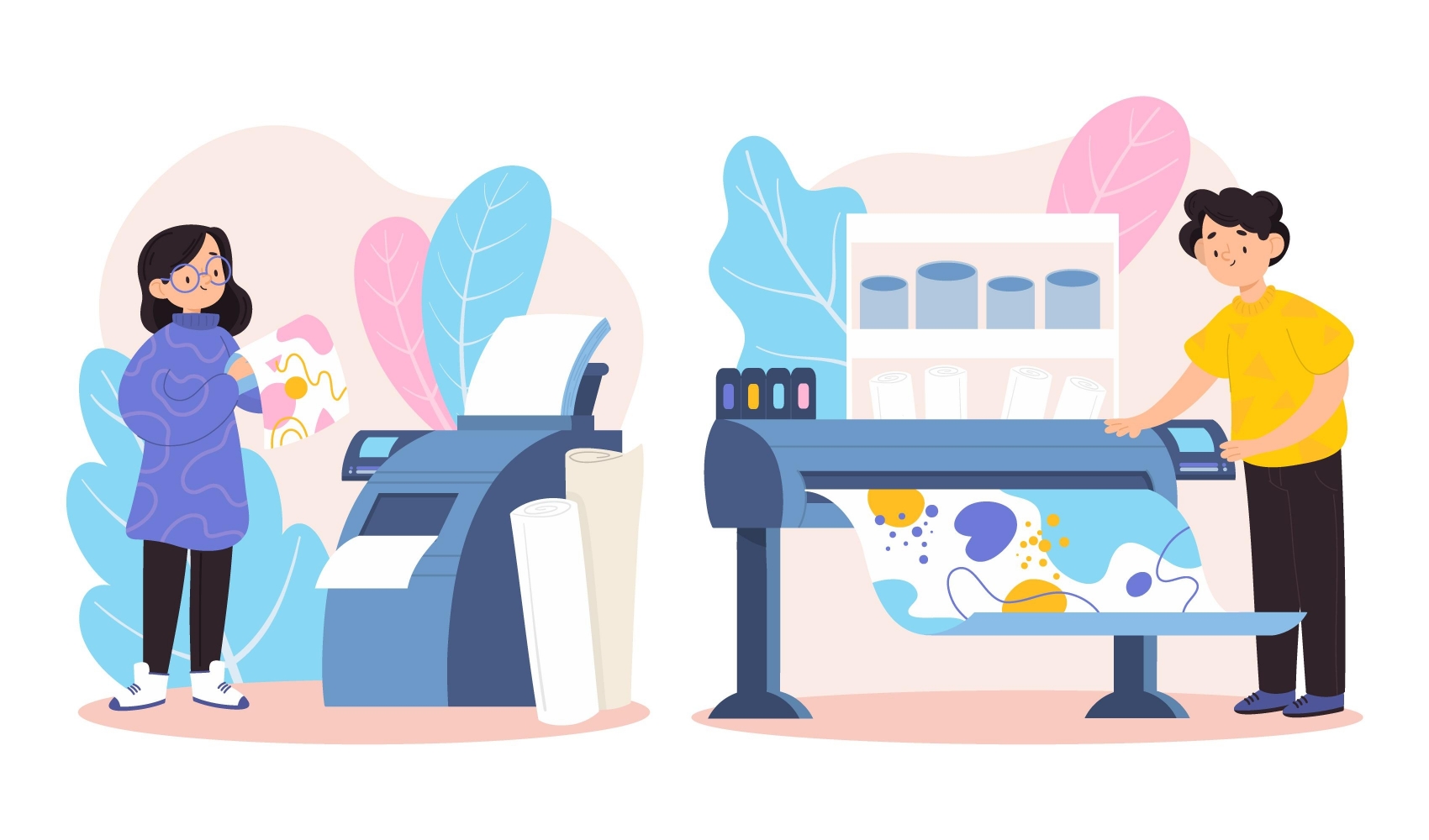 卡通印刷店打印机素材下载图片