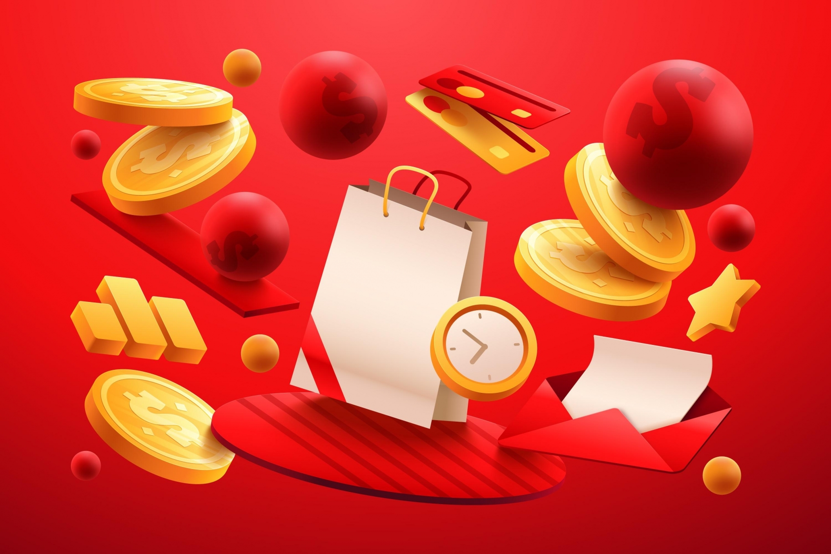 金箔色美元货币购物袋素材下载图片