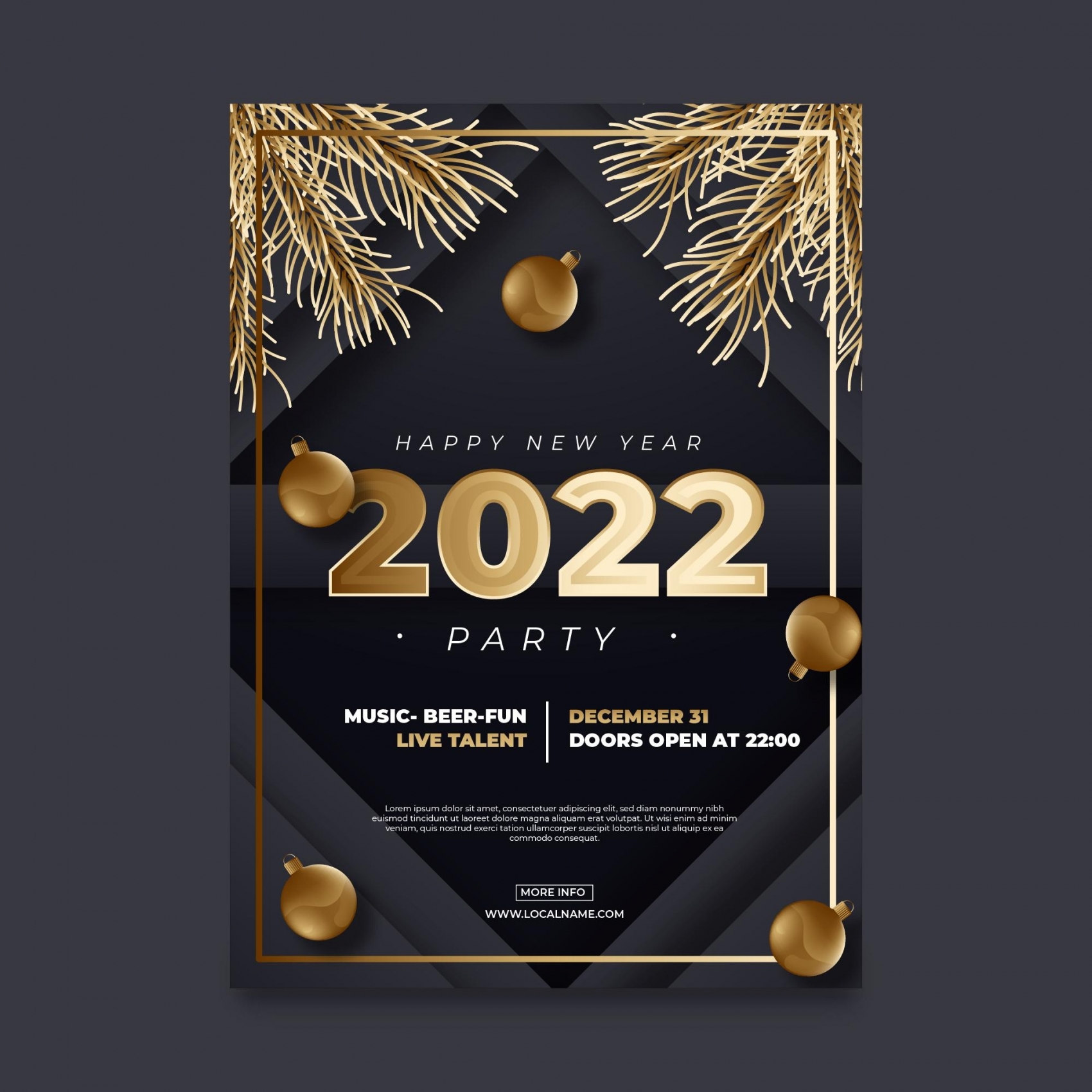 金箔色2022圣诞节海报素材下载图片